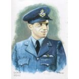 Battle of Britain. 8x12 inch print signed by 64 Squadron Battle of Britain pilot Officer Trevor