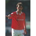 Bryan Robson Man United Signed 12 x 8 inch football colour photo. All autographs come with a