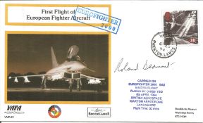 First Flight of European Fighter Aircraft signed pack of 3 FDC. Signed by Roland Beaumont and