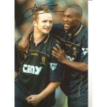 John Hartson and Marcus Gayle Wimbledon Signed 12 x 8 inch football photo. All autographs come