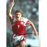 John Jensen Denmark Euro 92 Denmark Signed 12 x 8 inch football photo. All autographs come with a