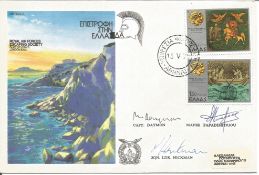 Escape from Greece RAFES signed pack of 2 FDC. Signed by Cpt Daymon, Mjr Papadimitriou, Sqn Ldr