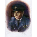 Battle of Britain. 8x12 inch print signed by 19 and 64 Squadron Battle of Britain pilot Flt Lt