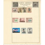 British Commonwealth stamp collection 7 loose album leaves countries include North Borneo,