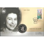 Coin First Day Cover The Queens Golden Jubilee 1952-2002 PM Guernsey 30th April 2002 Coin 50p