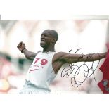 Ian Wright Crystal Palace Signed 10 x 8 inch football photo. All autographs come with a