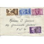 GB postal History vintage Envelope featuring 4 stamps from the 1948 Olympic games. We combine