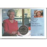Coin First Day Cover The Queens Golden Jubilee coin included Sierra Leone $1 PM Golden Jubilee