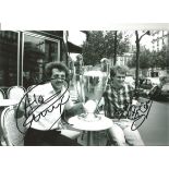 Alan Kennedy and Phil Thompson Liverpool signed 12 x 8 black and white football photo. All