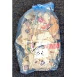 USA stamp collection glory bag hundreds of stamps used cleaned mostly 1930s, 40s and 50s mounted may