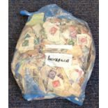 Australia stamp collection glory bag hundreds of stamps used mostly 1930s, 40s and 50s mounted may