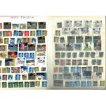 Worldwide Stamp collection 32 pages of interesting stamps housed in a red stock book countries