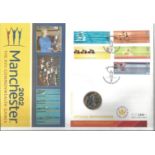 GB Coin FDC Commemorating 2002 Manchester 2002 XVII Commonwealth Games includes £2 coin. We