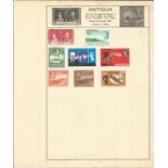 British Commonwealth Stamp collection 5 loose album leaves countries include Aden, Antigua,