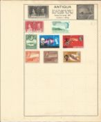 British Commonwealth Stamp collection 5 loose album leaves countries include Aden, Antigua,