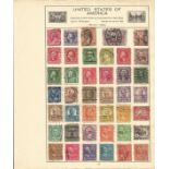 Worldwide stamp collection 15 loose album pages countries include USA, Philippines, Peru, Panama,