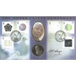 Benham coin FDC The Nobel Prizes Gentlemen Nelson Mandela pictured PM 2. 10. 01 signed by Lindiwe