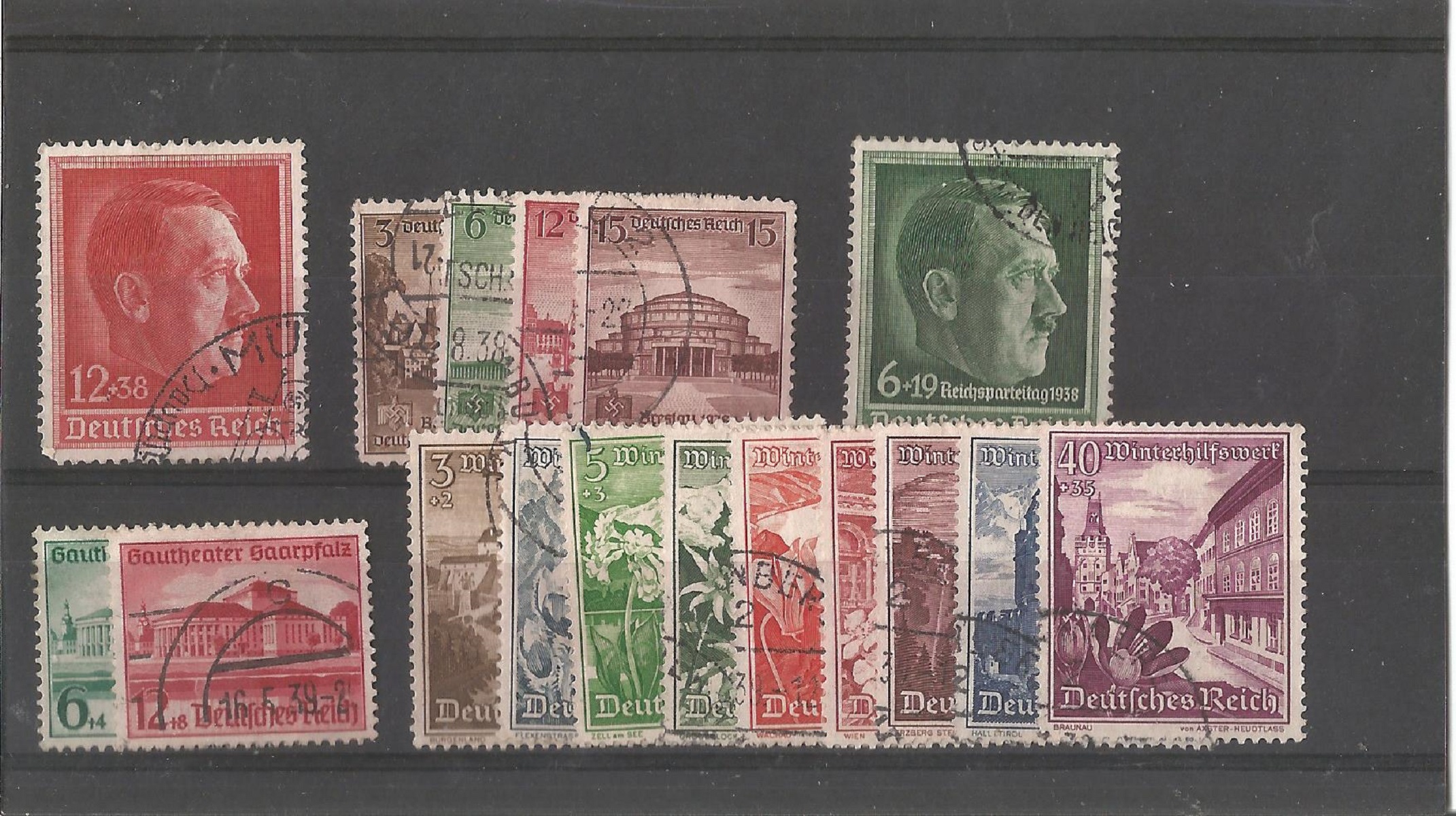 German stamp collection 1 stock card 17 stamps dated 1938 catalogue £65. We combine postage on