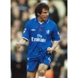 Gianfranco Zola Chelsea Signed 12 x 8 inch football photo. All autographs come with a Certificate of