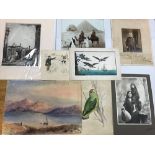 A box of various loose 19th and 20th Century prints,