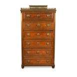 A 19th century French mahogany and brass mounted chest of drawers,