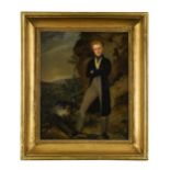 Follower of Sir George Hayter Portrait of a man standing in a Highland landscape