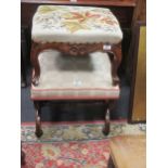 A William IV X-frame rectangular stool, and a Victorian style reproduction mahogany serpentine