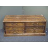 An oak filing cabinet and small office chest of drawers (2)