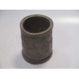A Chinese bamboo brush pot, 16cm high