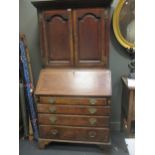 An oak 18th century bureau cabinet, 192cm x 100cm