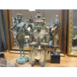 Group of three 20th century Thai bronzed figures (Dimensions: 80cm tallest)(80cm tallest)