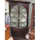 A 19th Century glazed floorstanding corner cabinet 198 x 113cm