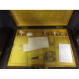 A Victorian sewing box and other items