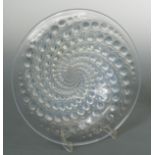 Volutes, an R. Lalique opalescent glass dish,