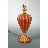 A large Barovier Cordonato d'Oro Murano glass table lamp,