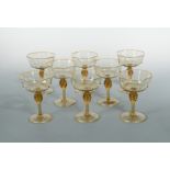 MVM Cappellin, Murano, a set of eight amber glass champagne bowls, circa 1925,