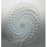 Volutes, an R. Lalique opalescent glass plate,