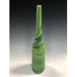 Cenedese for Murano, a green cased glass bottle vase,