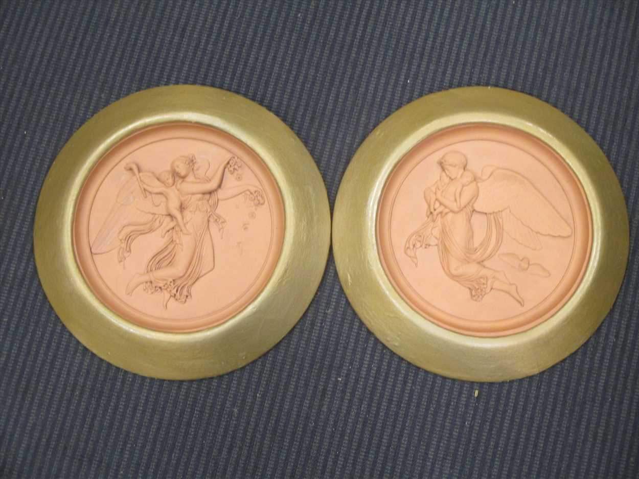 Peter Ipsen, Copenhagen, Eneret, a pair of terracotta circular plaques of classical female