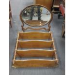 A set of mahogany wall shelves, with barley-twist supports; and a toilet mirror (2)