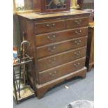 A George III oak tall chest of drawers, 120cm high x 100cm wide x 57cm deep