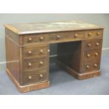 A late Victorian faux walnut twin pedestal desk £200-350 80 x 136 x 76