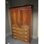A 19th century mahogany press cupboard 198 x 134 x 62 cm
