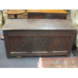 An oak chest, late 17th c, but later centre panel (IS) 63 x 131 x 54cm