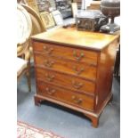 A small George III style mahogany chest of four long drawers, cast brass handles, on bracket feet,