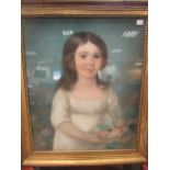 A 19th century English school pastel of a young girl, Marjorie Sherlock watercolour,