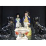 A Nelson Toby jug and a Napoleon jug and a 19th century incense pot pouri and a pair of black glazed
