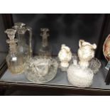 A pair of Victorian glass decorations and other glassware