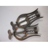 Two Heeley's A1 patent double lever corkscrews