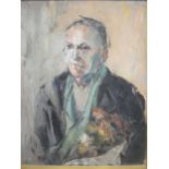 20th c School: Abstract half length portrait of a man, oils